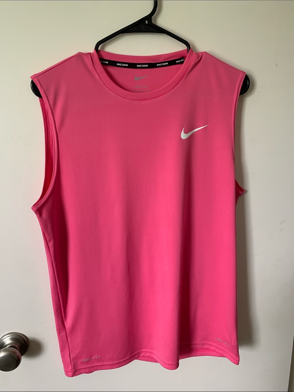 Nike Hot Pink Dri-FIT Muscle Tee with White Swoosh